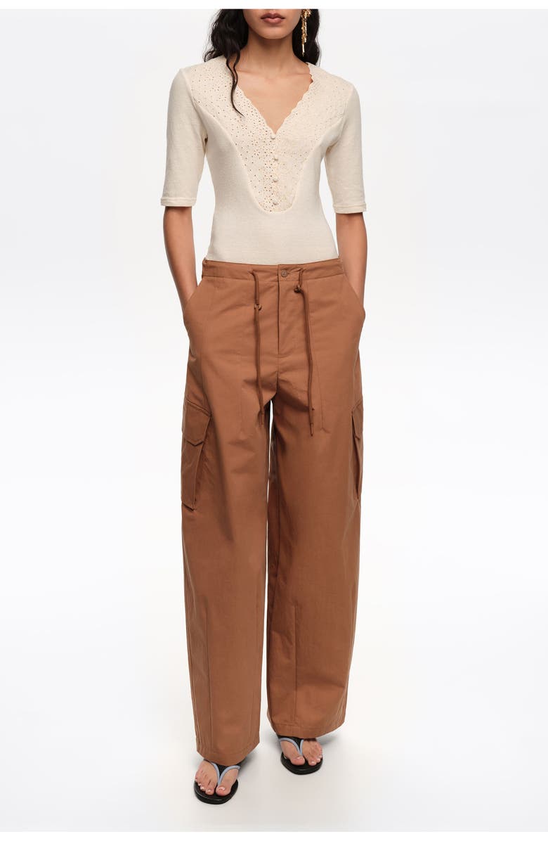 Bimba y Lola Cotton Cargo Trousers, Main, color, Light Brown