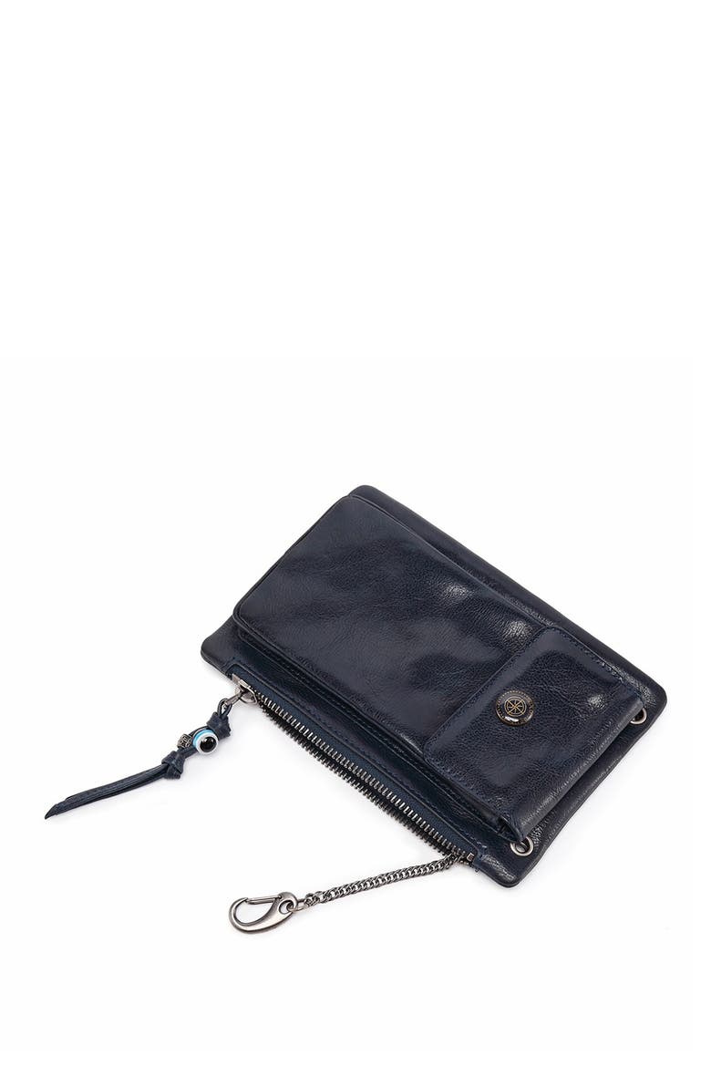 Rillet Leather Crossbody Wallet, Alternate, color, NAVY
