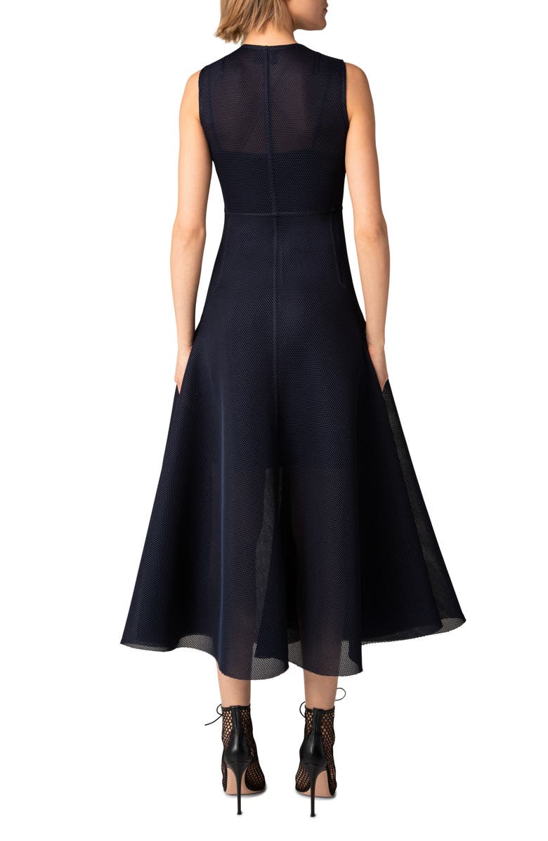Akris Techno Grid Front Zip Midi Dress, Alternate, color, 
