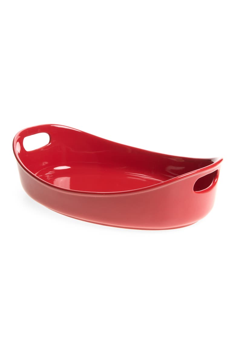 4.5-Quart Oval Ceramic Baker, Main, color, RED