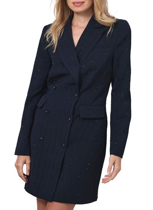 Mint Velvet Pinstripe Blazer Mini Dress In Blue