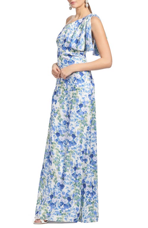 Sachin & Babi Chelsea Floral Print One-shoulder Gown In Pansy Prelude