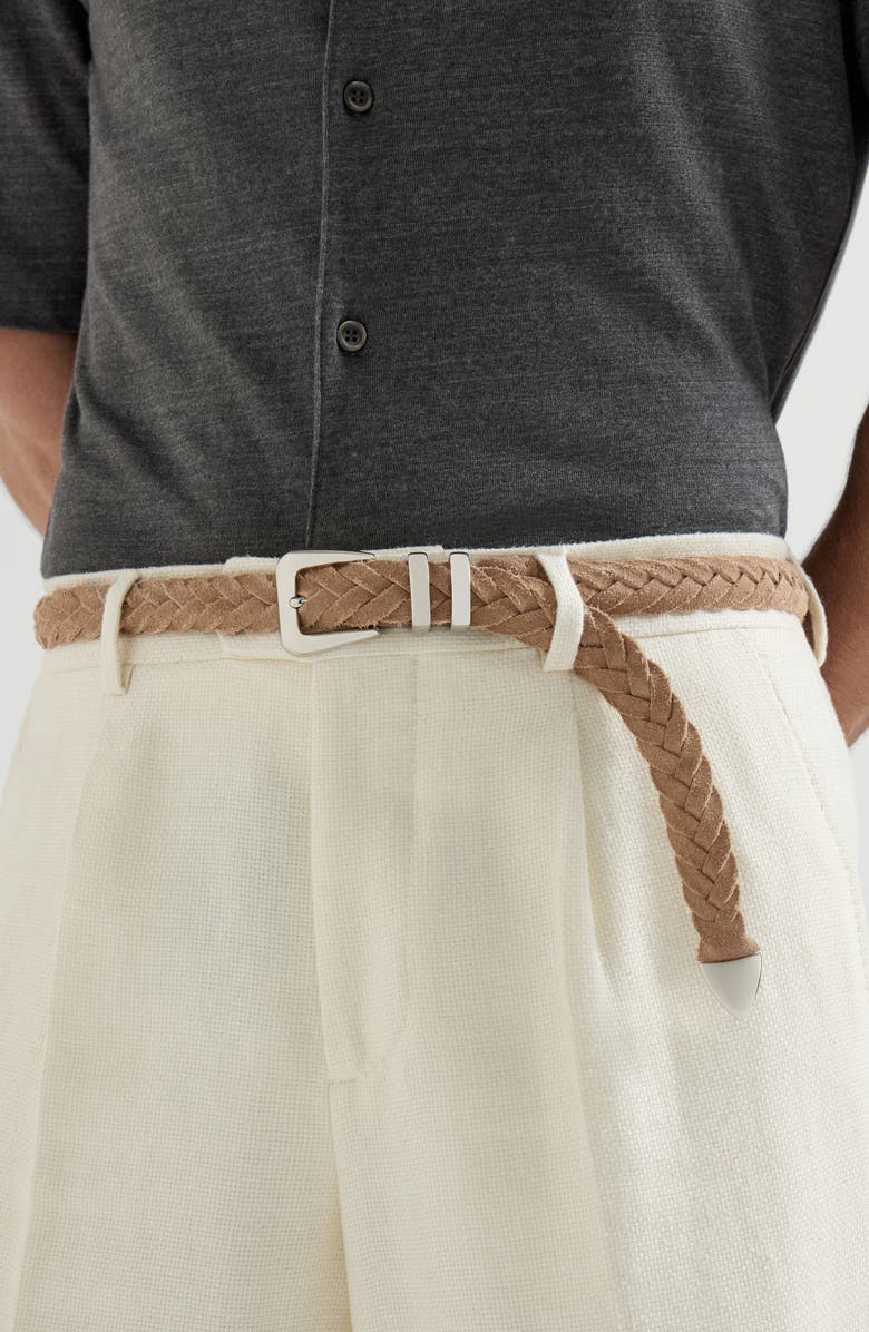 Brunello Cucinelli Reversed calfskin belt, Alternate, color, Hazelnut