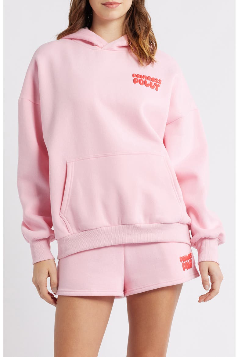 Puffy Logo Hoodie, Main, color, PINK