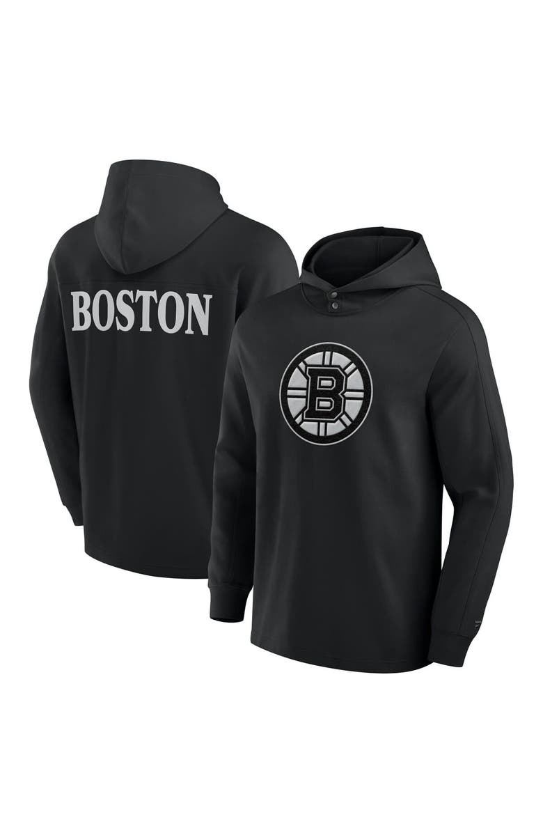 FANATICS Men's Fanatics Black Boston Bruins Elements Blaze Tri-Blend Long Sleeve Hoodie T-Shirt, Alternate, color, Black