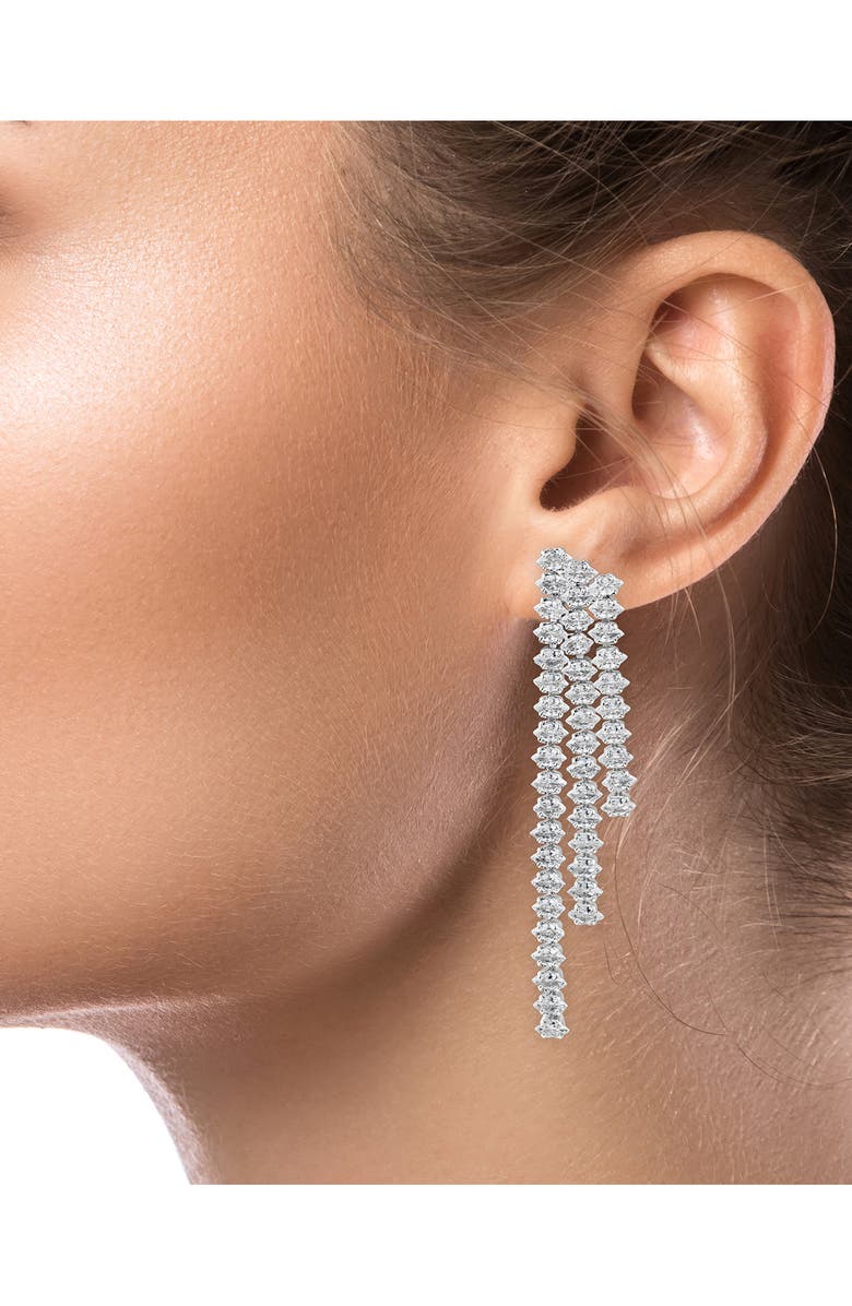 CZ by Kenneth Jay Lane Cubic Zirconia Triple Strand Graduated Drop Earrings, Alternate, color, Silver