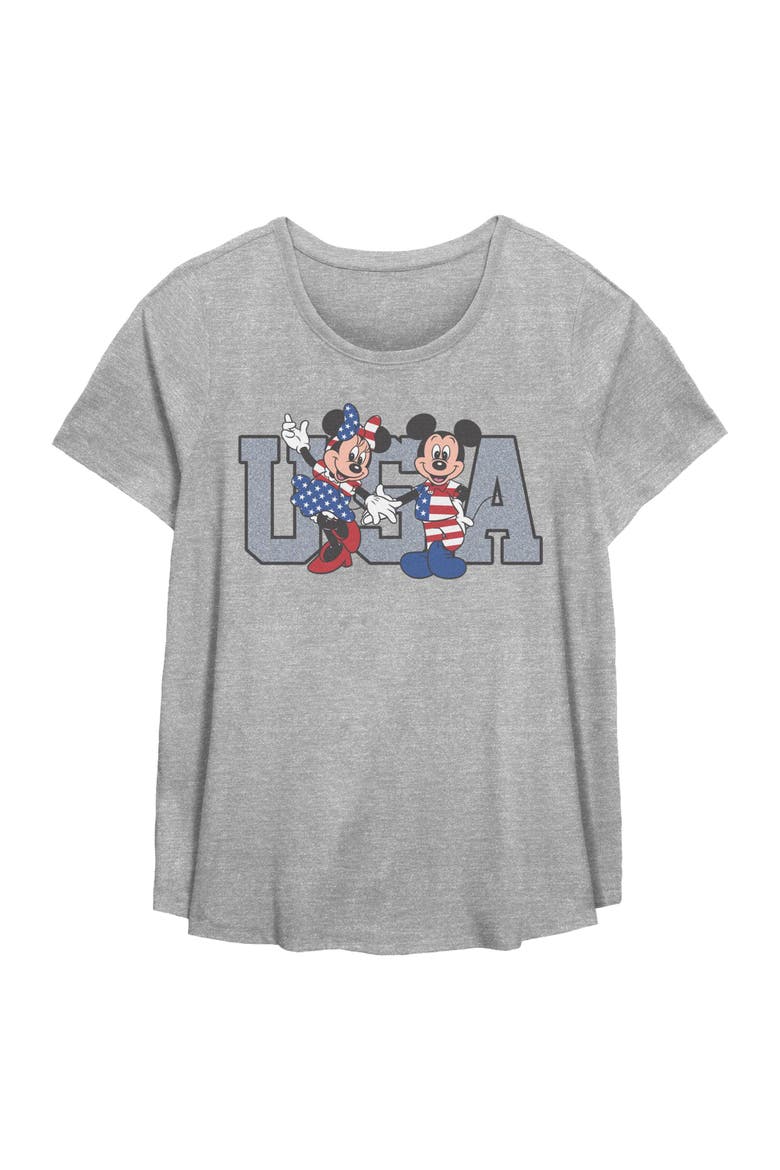 Women's Mickey & Friends The American Couple  Graphic T-Shirt, Main, color, Heather Gray