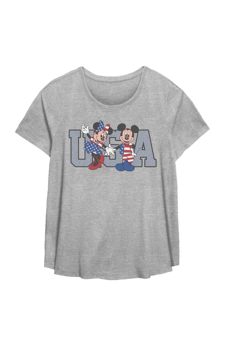 Mickey & Friends Women's Mickey & Friends The American Couple Graphic T-Shirt, Main, color, Heather Gray