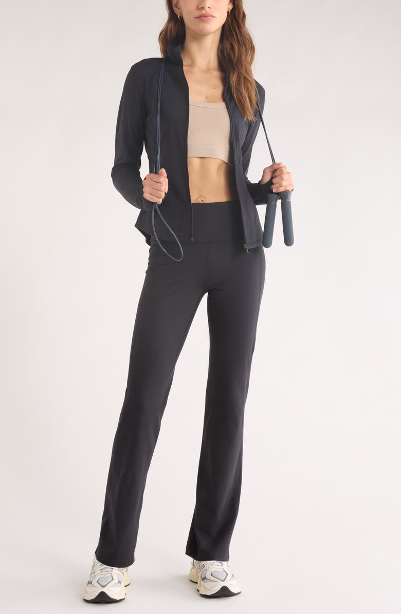 Zella Cozy Tech High Waist Straight Leg Pants, Alternate, color, Black