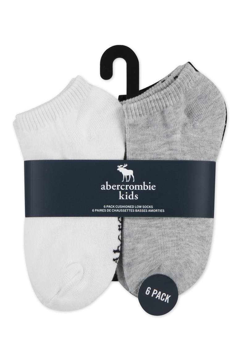 Kids' Assorted 6-Pack Cushioned No-Show Socks, Alternate, color, ANF LIGHT GREY HEATHER