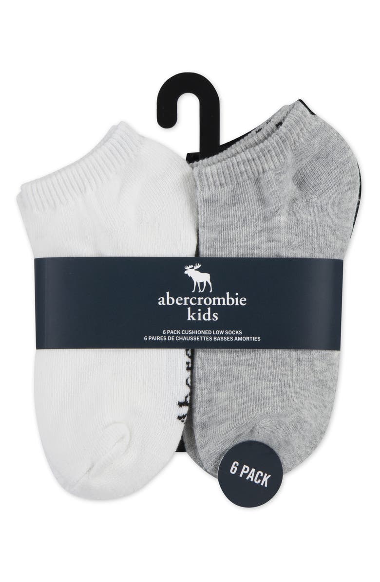 abercrombie kids Kids' Assorted 6-Pack Cushioned No-Show Socks, Alternate, color, Anf Light Grey Heather