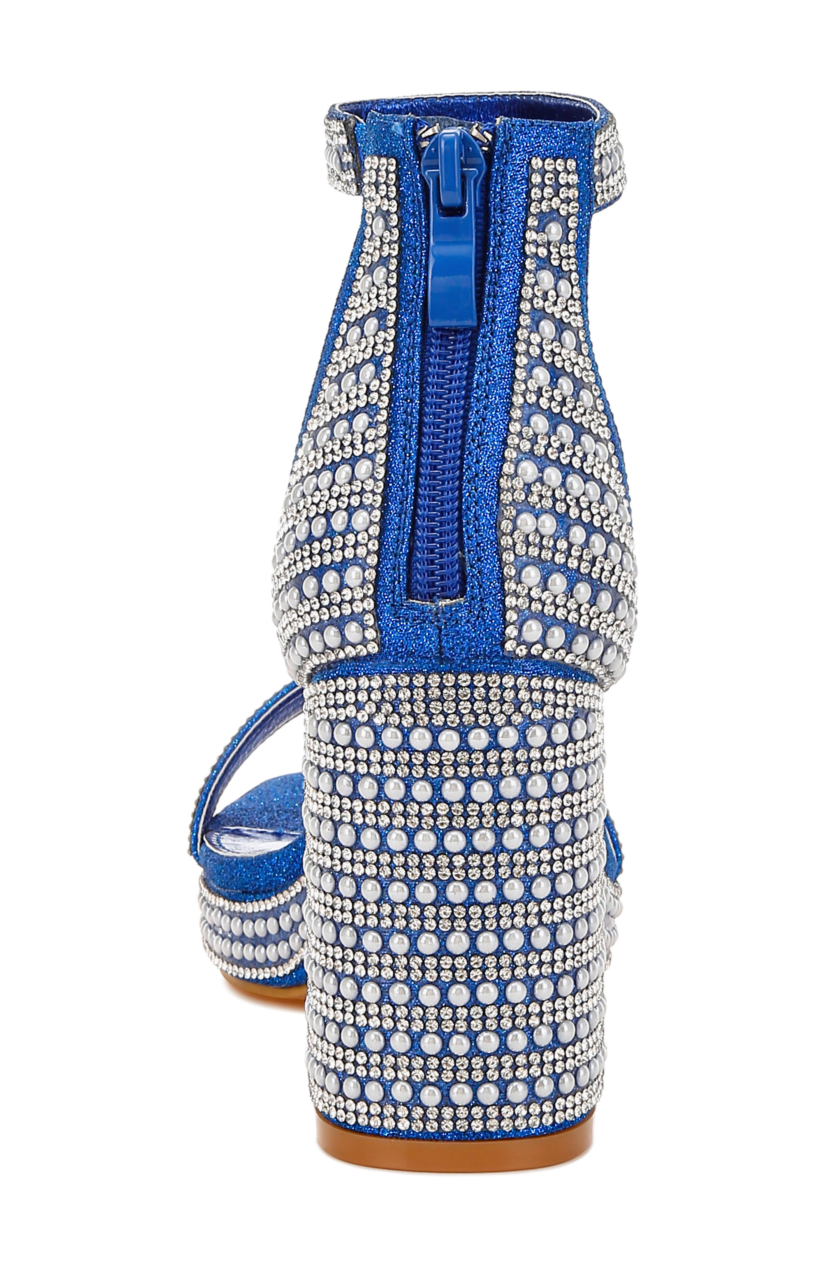 Mejuri Faux Pearl Embellished Platform Sandal, Alternate, color, BLUE