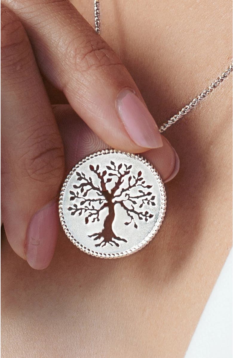 Rizen Jewelry Olive Tree Necklace, Alternate, color,   Sterling Silver