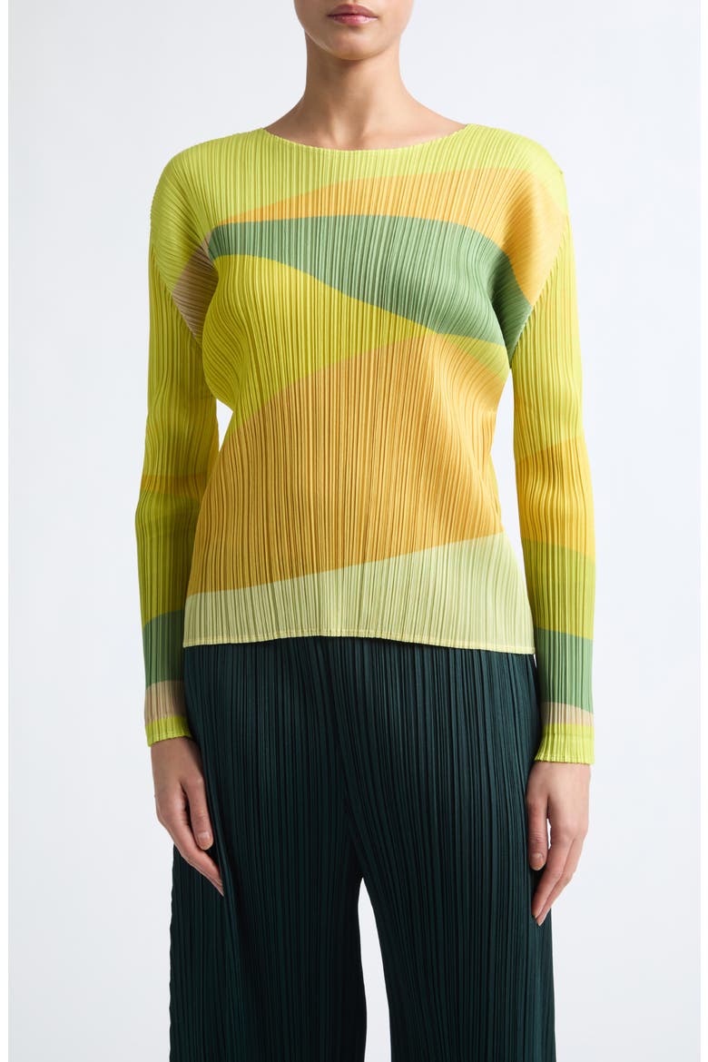 Orbit Pleated Top, Main, color, YELLOW