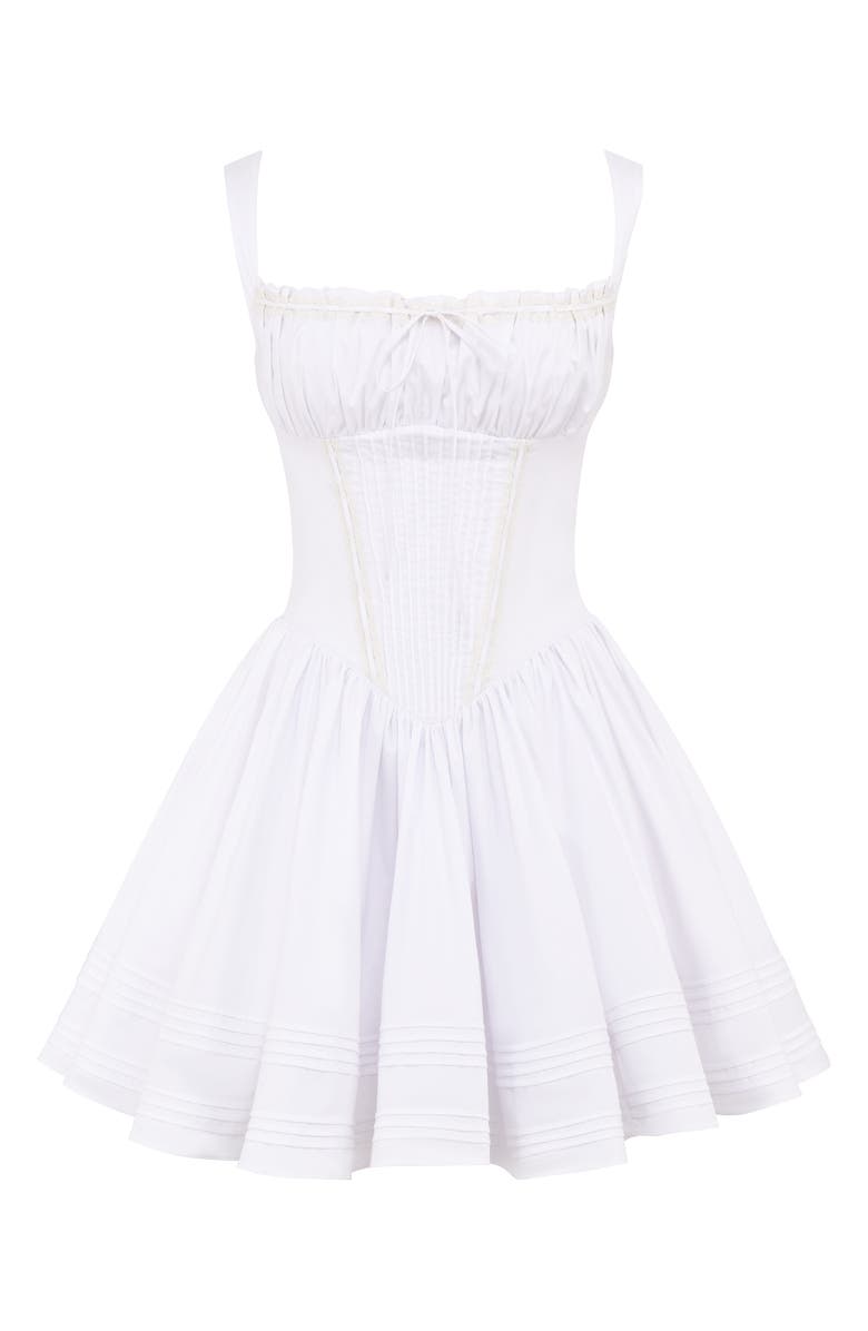 HOUSE OF CB Natassia Corset Cotton Blend Cocktail Minidress, Alternate, color, White