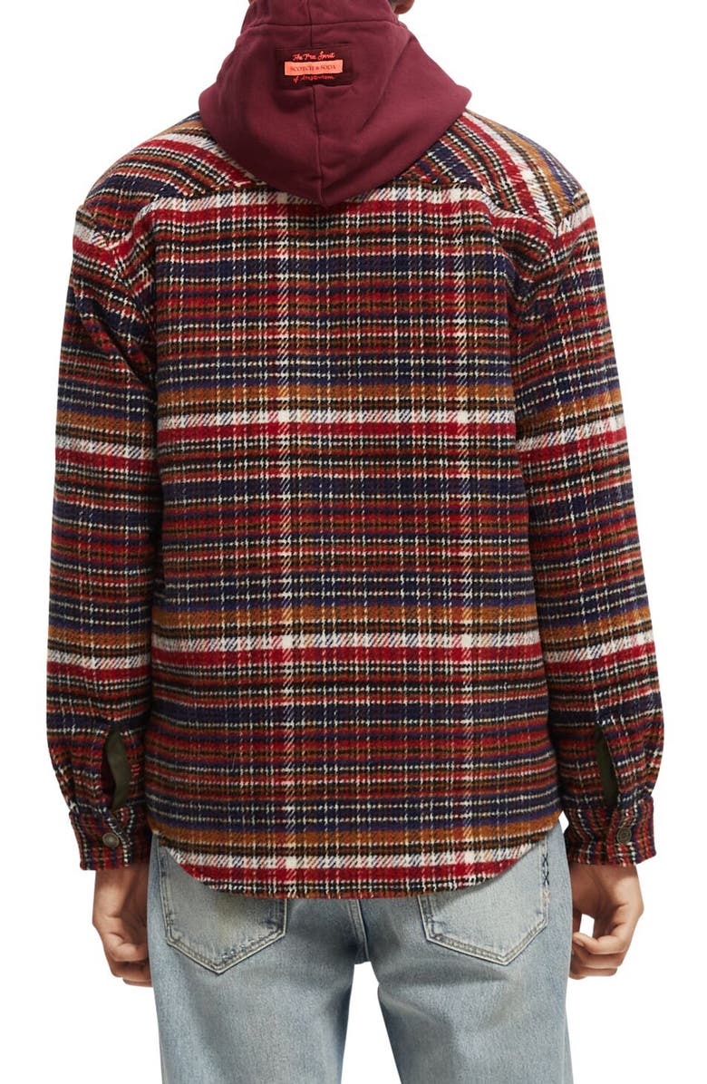 Scotch & Soda Plaid Wool Blend Shirt Jacket, Alternate, color, 