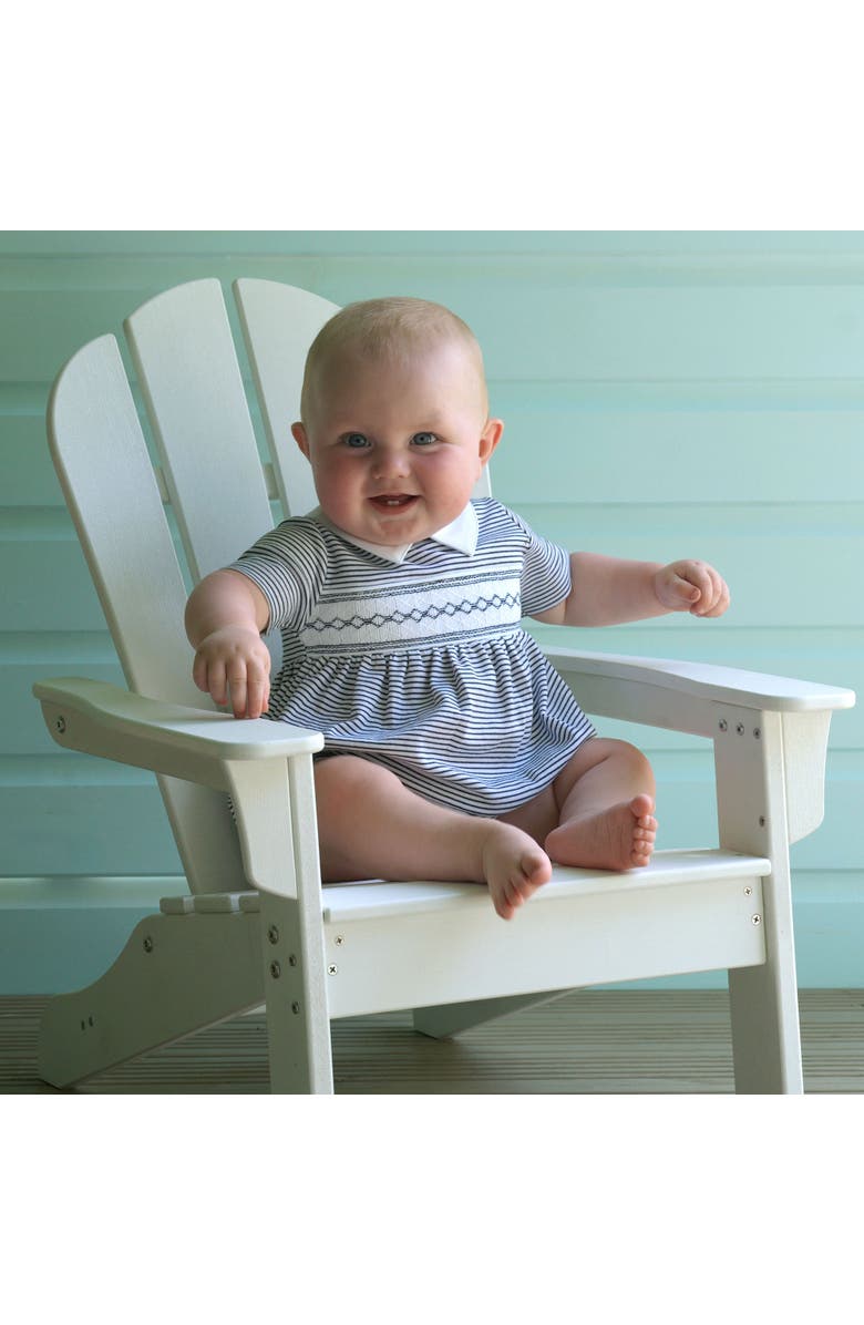 Rachel Riley Pima Stripe Smocked Bubble, Alternate, color, Navy