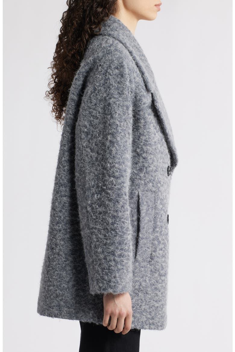 Double Breasted Brushed Felt Coat, Alternate, color, GREY/ BLACK