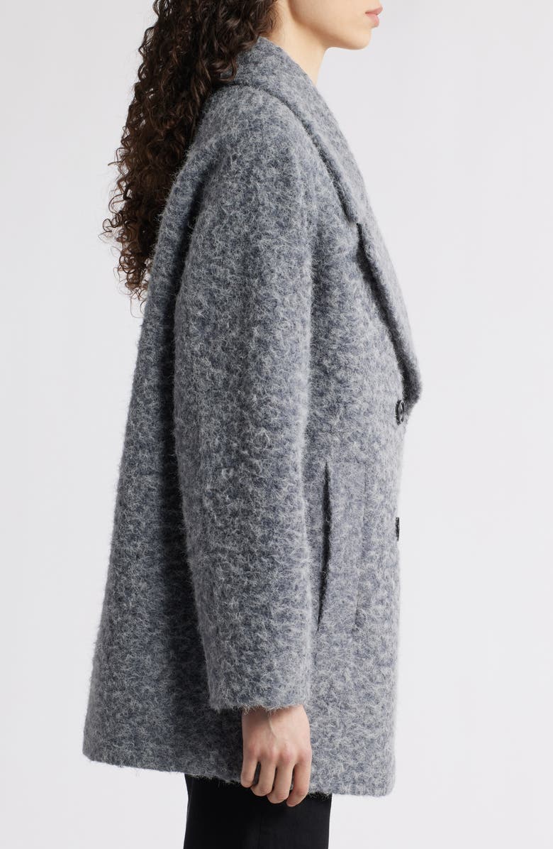Bernardo Double Breasted Brushed Felt Coat, Alternate, color, Grey/ Black