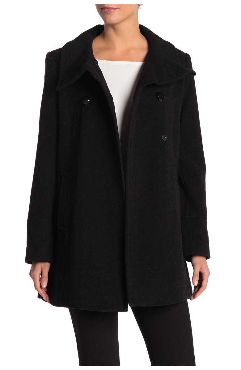 Larry Levine Solid Wool Blend Coat, Alternate, color,