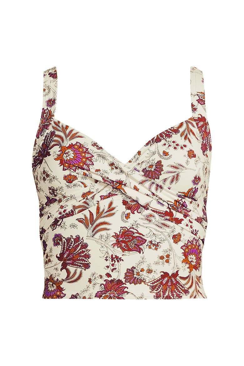 Plus Size Sweetheart Wrap Midkini Top, Alternate, color, Egret/Poppy Floral