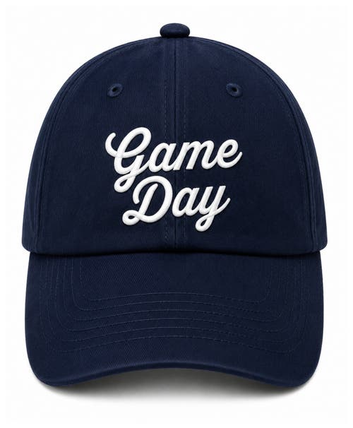 Bits & Bows Adult Game Day Baseball Hat In Navy