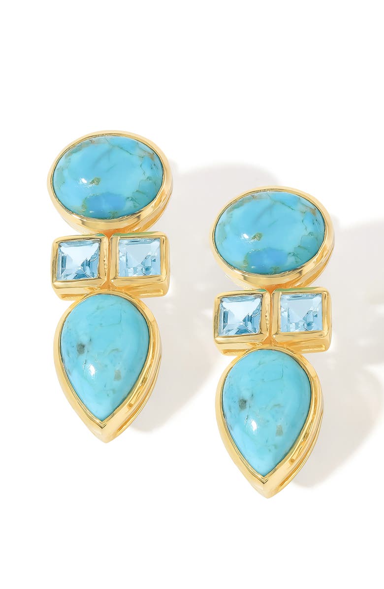 YS GEMS Stabilized Turquoise & Topaz Drop Earrings, Alternate, color, Blue