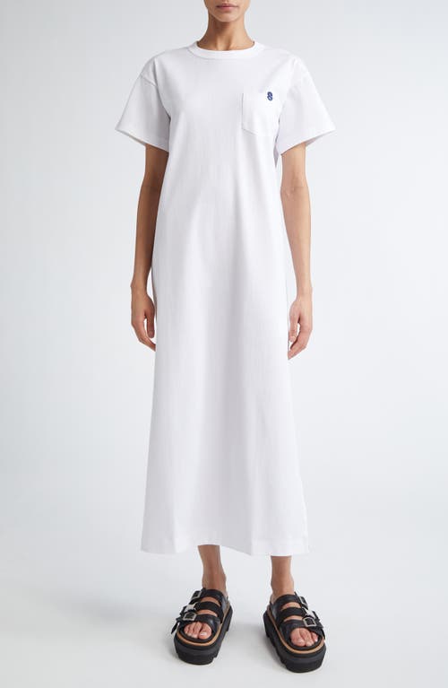 Sacai Embroidered Logo Jersey T-Shirt Dress in White 101 at Nordstrom, Size 3