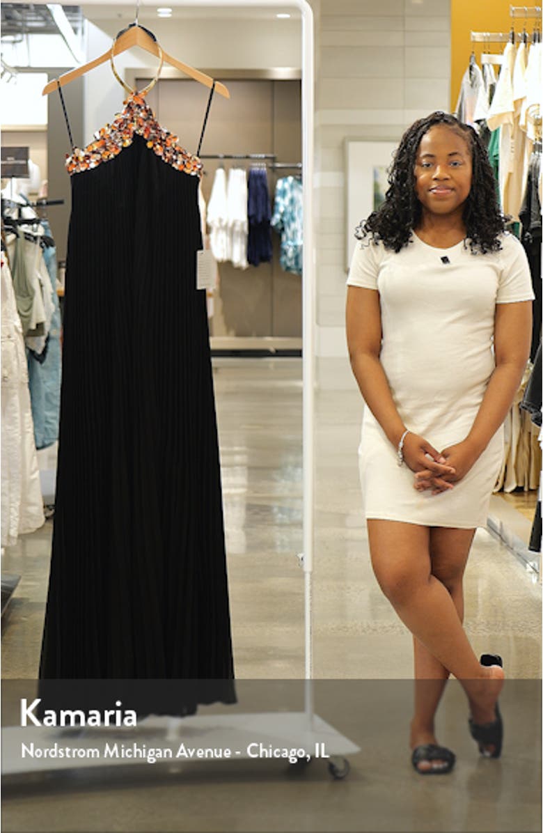 Pythia Pleated Chiffon Halter Neck Gown, sales video thumbnail