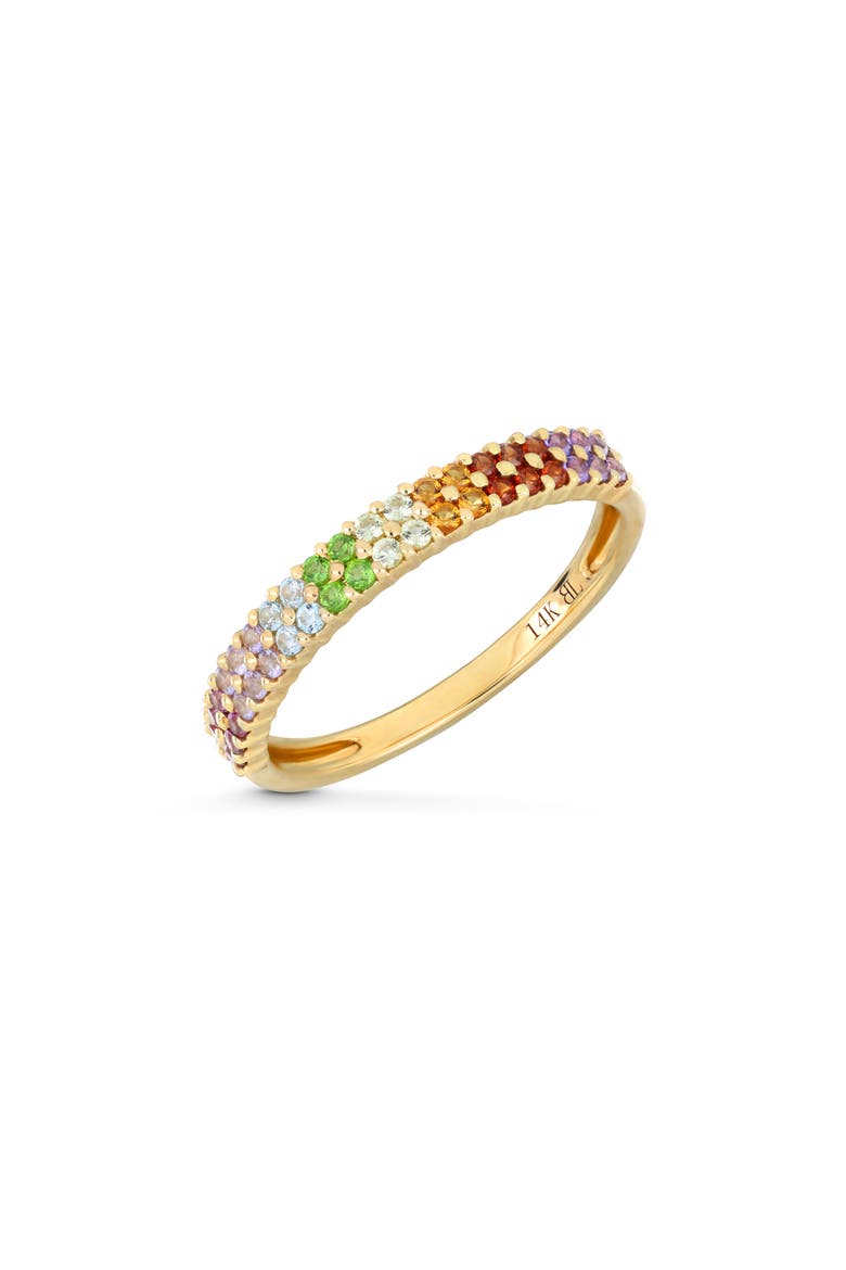 14k Gold Mixed Semiprecious Stack Ring, Main, color, 14KY GOLD