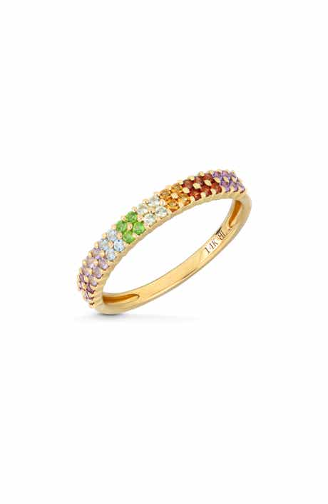 14k Gold Mixed Semiprecious Stack Ring