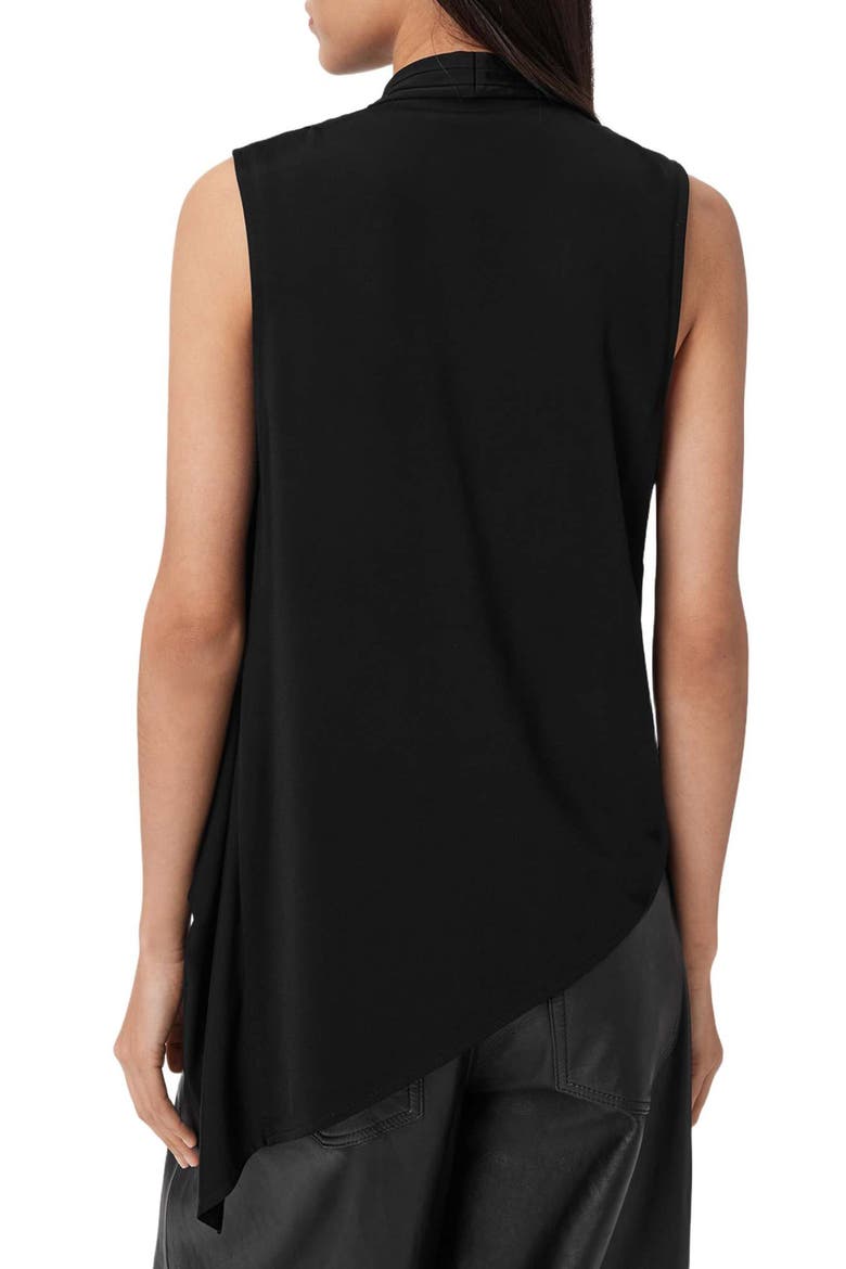 Adaline Asymmetrical Faux Wrap Tank, Alternate, color, BLACK