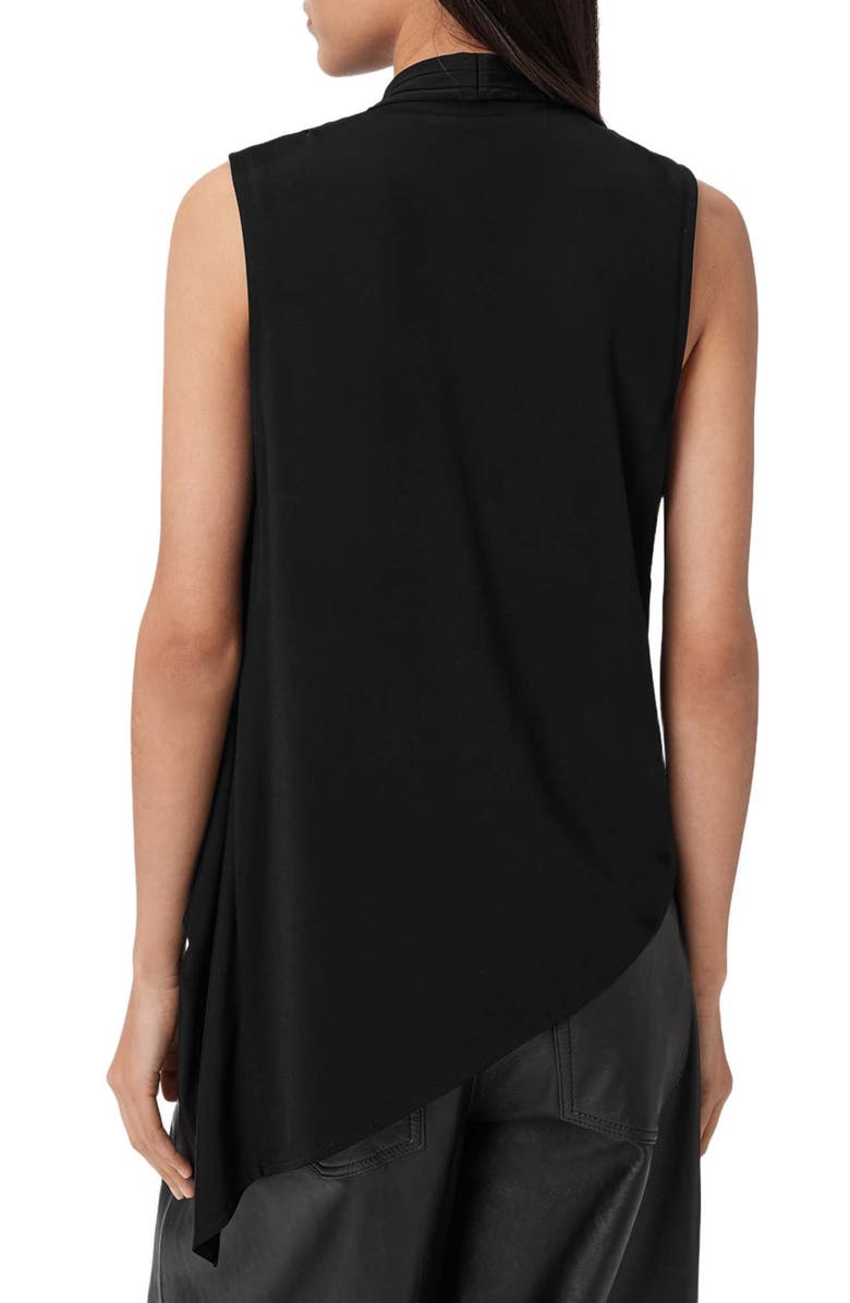 AllSaints Adaline Asymmetrical Faux Wrap Tank, Alternate, color, Black