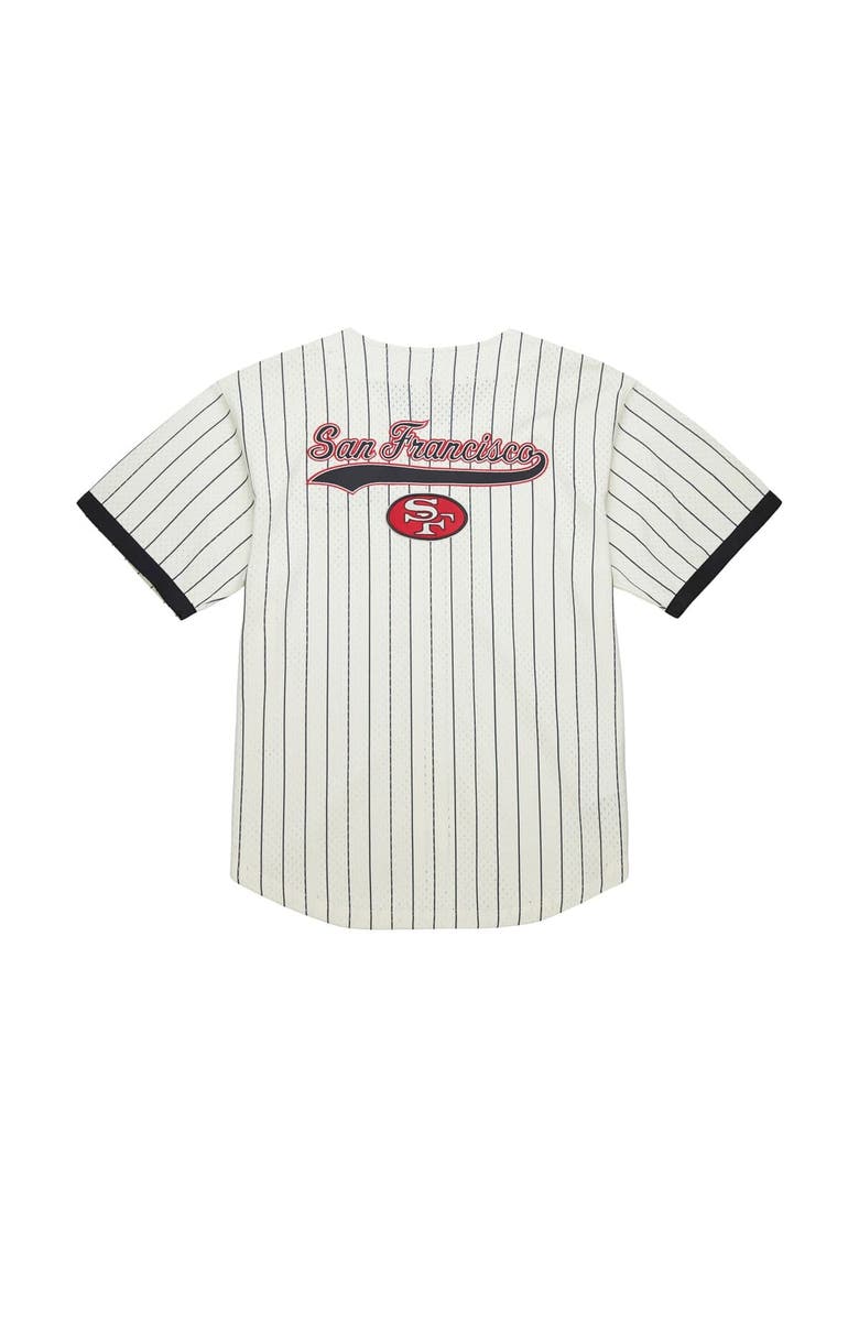 Mitchell & Ness Men's Mitchell & Ness Cream San Francisco 49ers Final Seconds Vintage Logo Mesh Button-Up Shirt, Alternate, color, Cream
