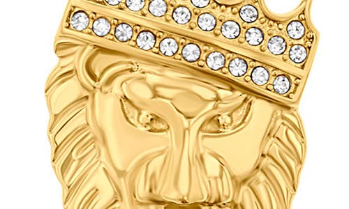American Exchange Pavé Crystal Crowned Lion's Head Pendant Necklace In Gold/gold