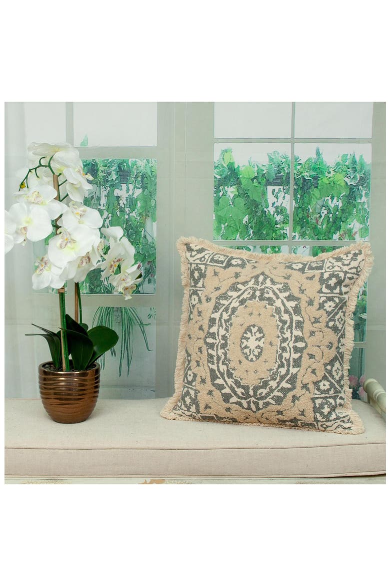 Geometric Square Throw Pillow, Alternate, color, BEIGE