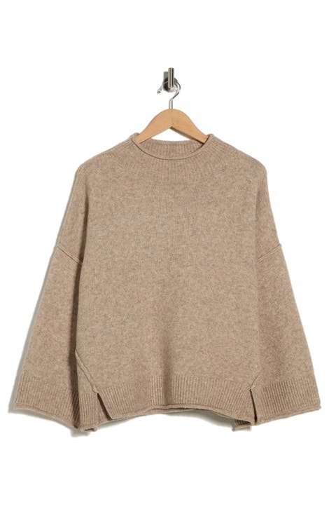 Exposed Seam Mock Neck Sweater (Plus)