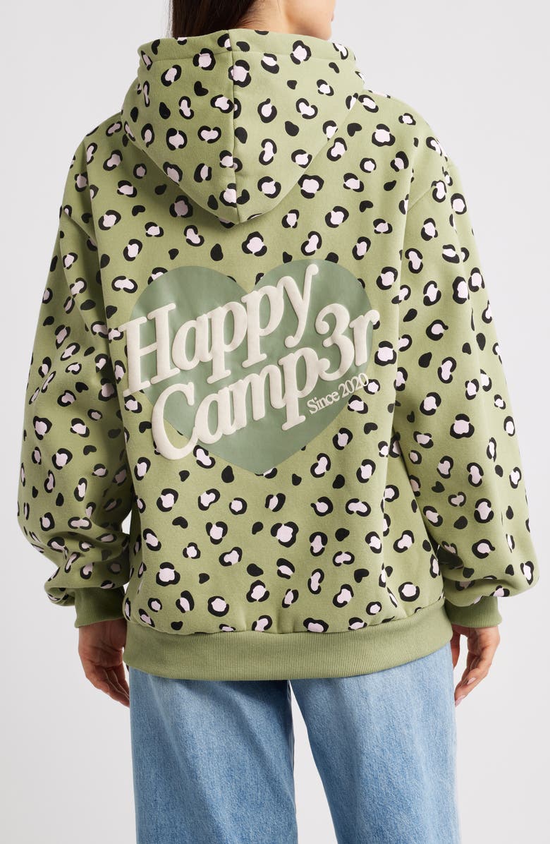 HAPPY CAMP3R Leopard Print Core Hoodie, Alternate, color, Olive