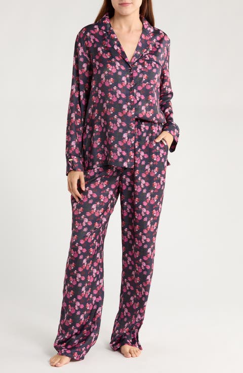 Piped Silky Satin Pajamas