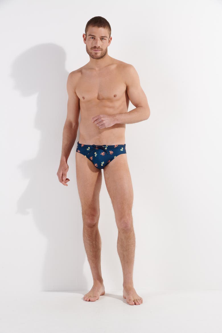 Beach Club Swim Mini Brief, Alternate, color, Navy Print