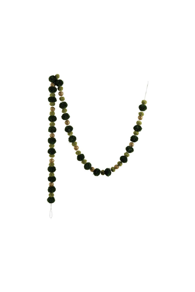 Fabric Pom Pom Garland, Alternate, color, Gold and Green