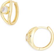 ARGENTO VIVO Cubic Zirconia Open Huggie Hoop Earrings