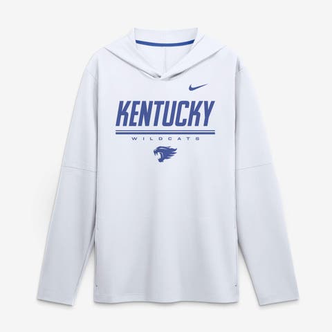Men's Nike White Kentucky Wildcats 2026 Sideline Lightweight Long Sleeve Hooded Dri-FIT Top