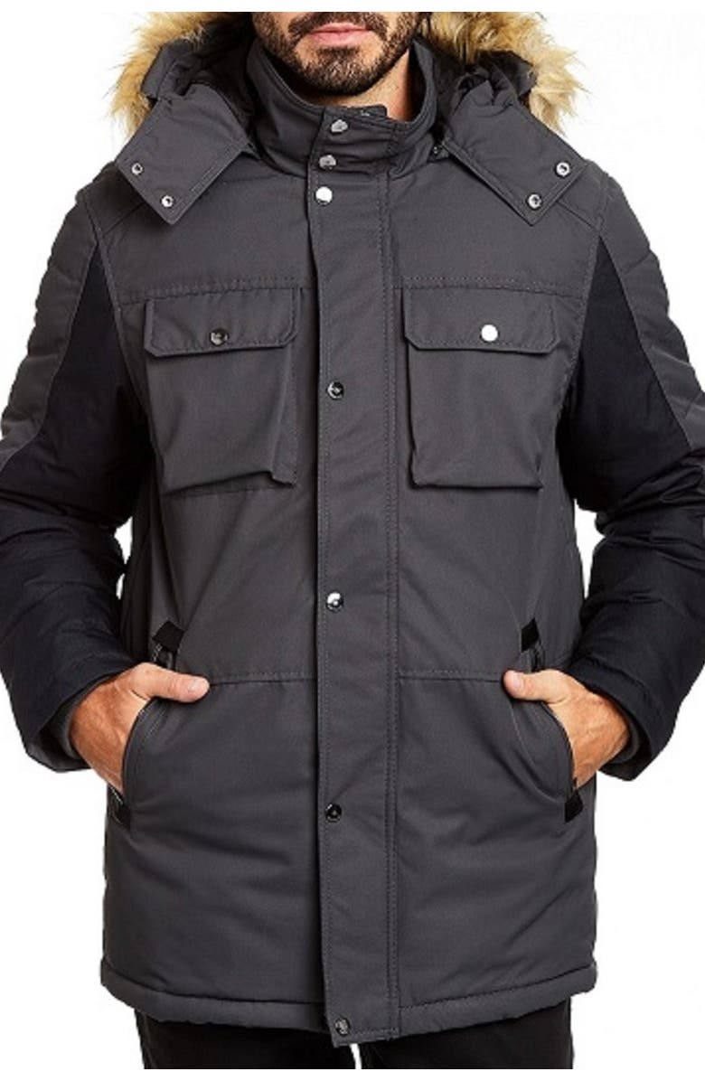 Rainforest Faux Fur Trimmed Hood Insulated Oxford Parka Jacket, Main, color, 