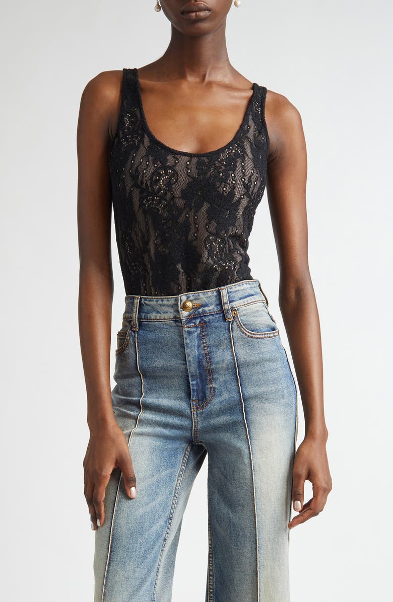 Zimmermann Scoop Neck Lace Bodysuit, Main, color, 