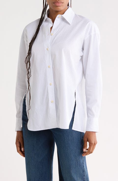 Striped Cotton Button Down Shirt