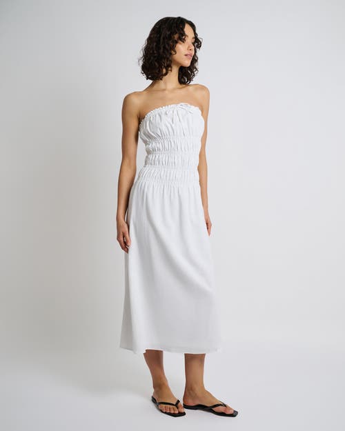 Shop Onia Air Linen Smocked Maxi Dress In White