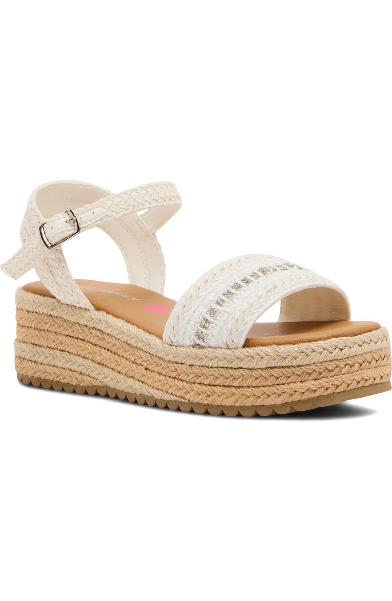 Steve Madden Kids' Jkiko Espadrille Ankle Strap Platform Wedge Sandal, Main, color, White