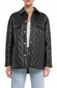Oversize Quilted Faux Leather Jacket
