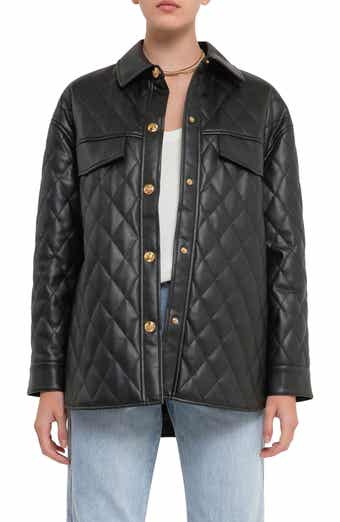 Oversize Quilted Faux Leather Jacket
